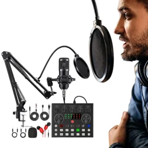 Microphone and Sound Card Podcast Equipment for Podcasting Studio Recording